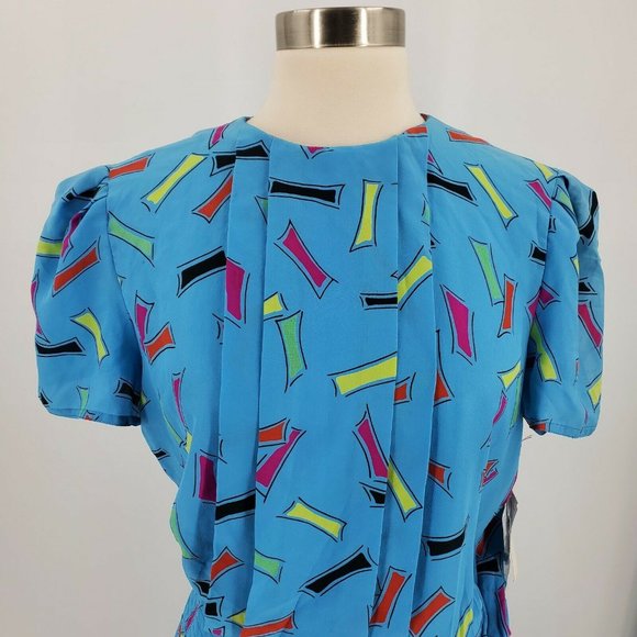 Charles Bianco Vintage Silk Geometric Print Dress - Picture 5 of 9